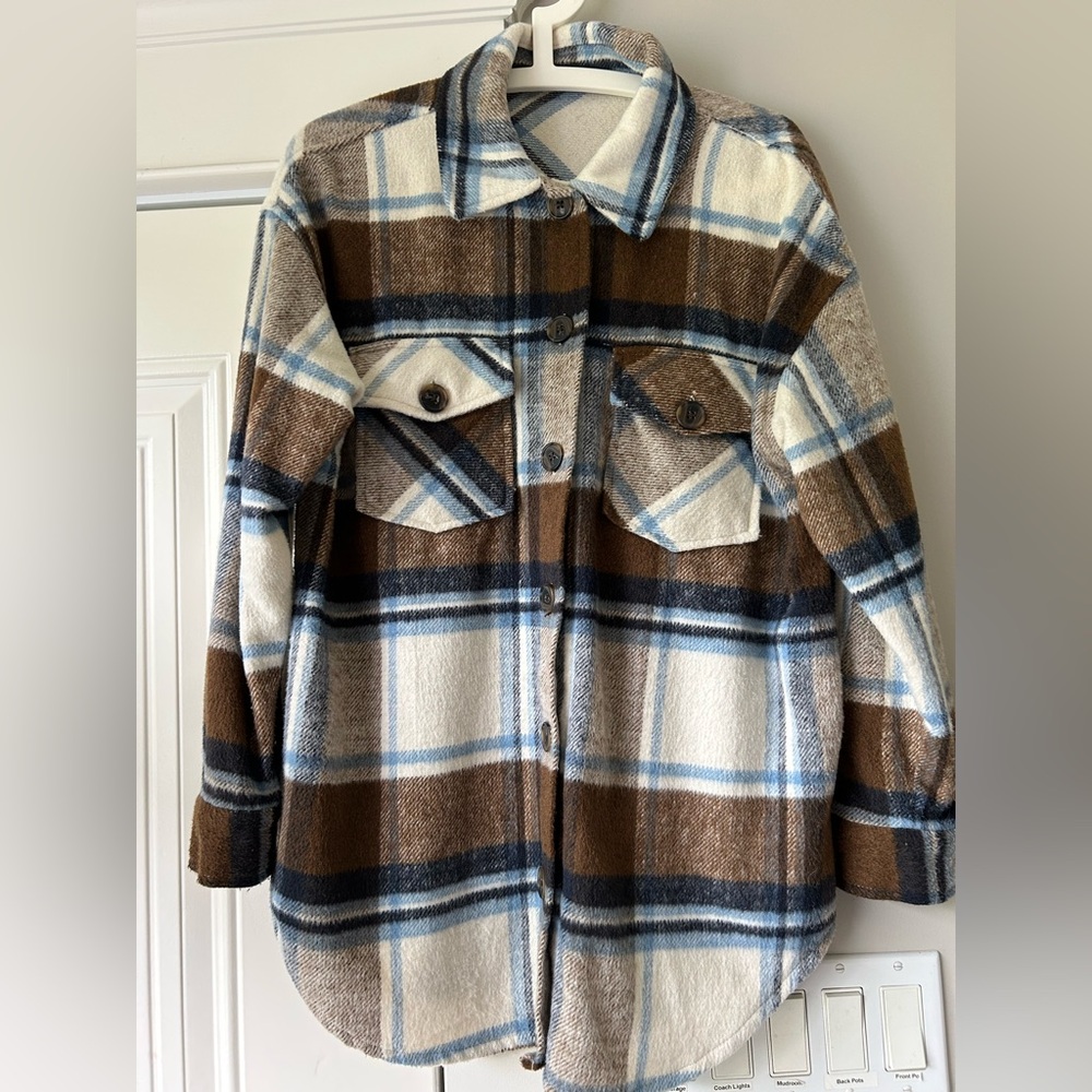 Plaid Jacket in Brown and Blue